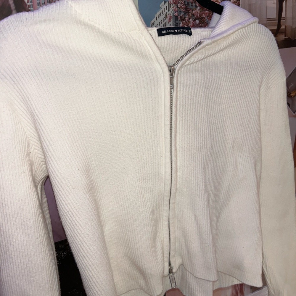 John Galt White Zip Up Arden Hoodie